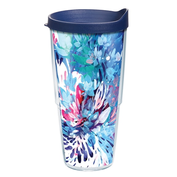 Tervis CreativeIngrid - Floral Wave Made in USA Double Walled  Insulated Tumbler Travel Cup Keeps Drinks Cold & Hot, 24oz, Classic