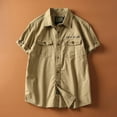 thumbnail image 2 of BinBiL Men's Military Tactical Shirt Short Sleeve Cargo Work Outdoor Hiking Camping Hunting Fishing Khaki XL(XL), 2 of 8