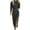 Dark Gray, variant on Njoeus Women's Elegant Long Sleeve Ruched Midi Dress Casual Crew Neck Bodycon Split Cocktail Party Dresses