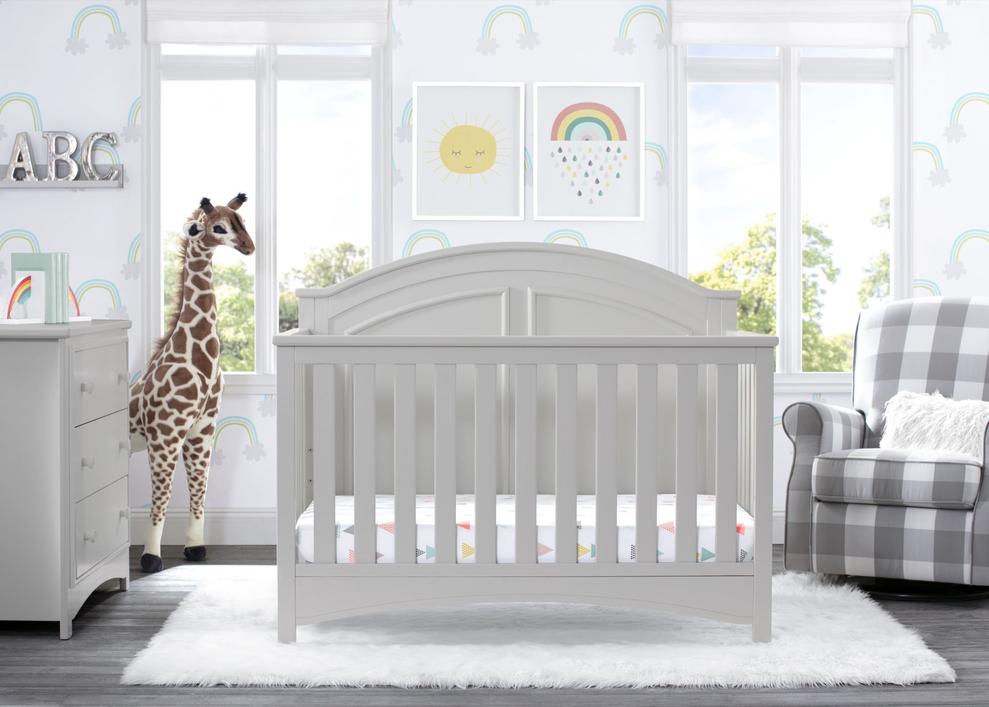 Delta Children Perry 6-in-1 Convertible Crib, Greenguard Gold Certified, Converts to Toddler Bed, Daybed, Sofa Bed & Full-Size Bed with/without Headboard, Fits Standard Crib Mattress, Moonstruck Grey