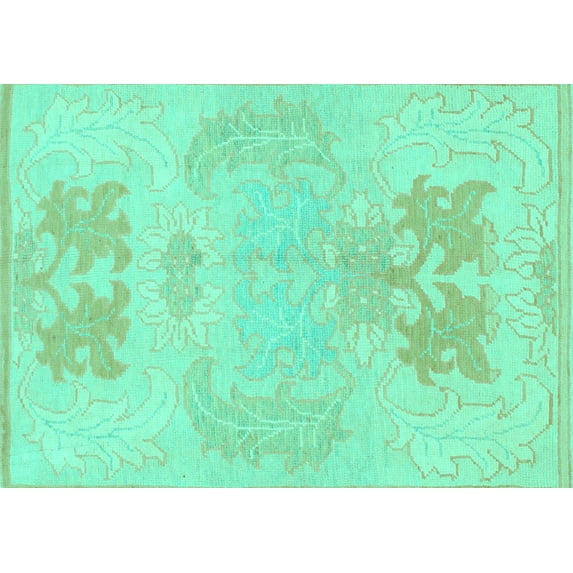 Ahgly Company Indoor Rectangle Abstract Turquoise Blue Modern Area Rugs, 5' x 8'