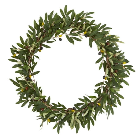Nearly Natural Floral Plastic Wreath, 23" (Assorted Colors)