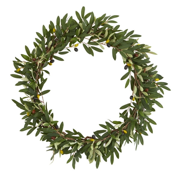 Nearly Natural Floral Plastic Wreath, 23" (Assorted Colors)