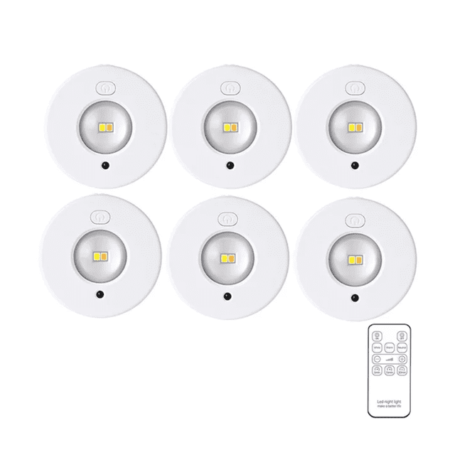 Lámparas Pared LED Recargable 3 Colores Control Remoto Sensor Movimiento 6pcs Eo Safe Imports Blanco