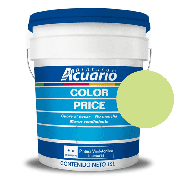 Cubeta De Pintura Vinilica Lavable Acuario Color Price 19lt - Color Verde Natural