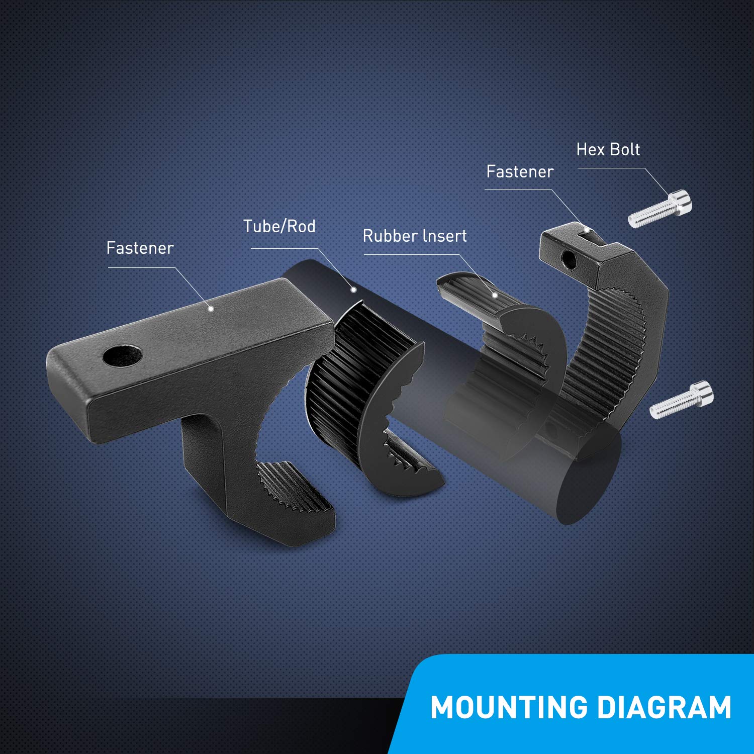 Nilight 8PCS Horizontal Bar Clamp Mounting Bracket Kit for Off-Road LED Light Bar on Roof Rack Roll Cage Holder