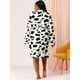 thumbnail image 5 of Women's Plus Size Sleepwear Robe Cow Print Self Tie Waist Mid-Length Nightgown 3X White, 5 of 6