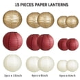 thumbnail image 2 of Faroles de papel zilue granate/dorado/marfil para fiestas, 15 unidades, 2 of 7