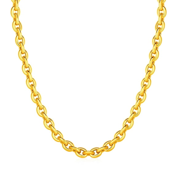 14k Yellow Gold Polished Oval Link Necklace 18 in