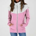 thumbnail image 2 of HAPIMO Hoodie Zipper Sweatshirts for Women Casual Color Block Turtleneck Drawstring Coat Top Outdoor Clothes Jacket Outerwear Pink M, 2 of 6