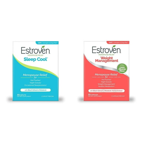 Estroven Sleep Cool for Menopause Relief, Sleep Support Supplement, 30 Count Weight Management for Menopause Relief - 30 Count, Drug-Free & Gluten-Free Night Sweats & Hot Flash Rel