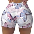 thumbnail image 2 of Daiia Butterflies in Pastel Pattern Women's Workout Shorts Biker Shorts - High Waisted Workout Spandex Tummy Control Gym Running Yoga Shorts-Large, 2 of 8