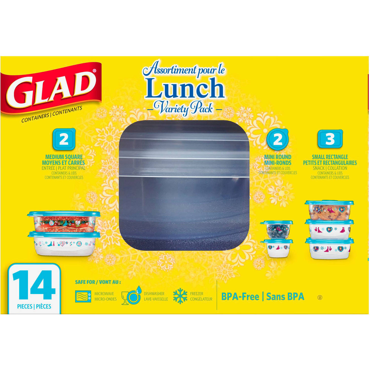 Glad Lunch Variety Pack Disney Frozen Food Storage Containers, BPA Free, 14 pk - image 5 of 8