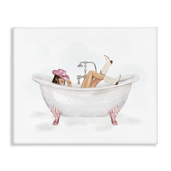 Stupell Industries Southwestern Glam Cowgirl in Tub Canvas Art, 30 x 24, by Ziwei Li