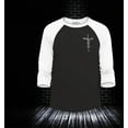 thumbnail image 2 of Shop4Ever Men's Jesus Cross Cursive Script Small  Raglan Baseball Shirt X-Small Black/White, 2 of 4