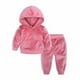 thumbnail image 1 of Ropa Para Bebés Y Niñas, Atuendo Para Niños Pequeños, Suéter Con Capucha De Terciopelo Dorado Para Otoño E Invierno, Top De Manga Larga, Pantalones Informales, Traje Rosa Odeerbi  LM103-7042, 1 of 9