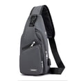 thumbnail image 1 of Tholdsy Bolsa de pecho impermeable de gran capacidad de nailon con carga USB, textura suave, durabilidad del hombro Electrónica Gris, 1 of 6