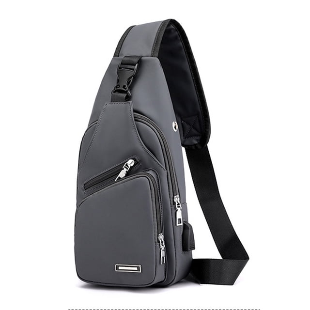 Tholdsy Bolsa de pecho impermeable de gran capacidad de nailon con carga USB, textura suave, durabilidad del hombro Electrónica Gris