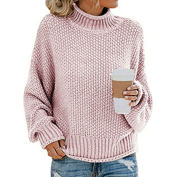 KZKR Womens Turtleneck Oversized Sweaters Batwing Long Sleeve Pullover Loose Chunky Knit Jumper