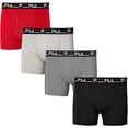thumbnail image 1 of Fila Men's 4-Pack Logo Band 6" Inseam Boxer Brief Steel Heather/Black/Grey Heather/Red, Small, 1 of 5