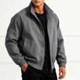 thumbnail image 5 of Dweltoz Men's Lightweight Bomber Jacket Casual Stand Collar Zip Up Soft Outerwear with Side Pockets Fall Winter Fashion Jackets,Dark Gray 3XL, 5 of 5