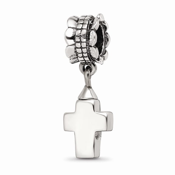 925 Sterling Silver Reflections Cross Ash Dangle Bead; for Adults and Teens; for Women and Men