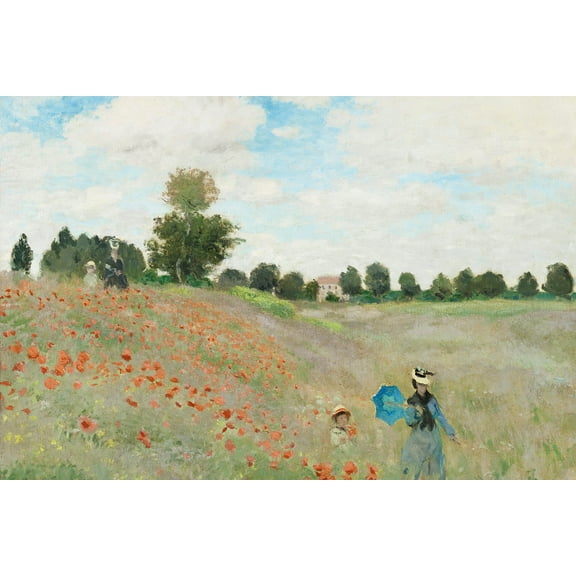 The Poppy Field near Argenteuil by Claude Monet - 12" x 18" Art Print Wall Decor
