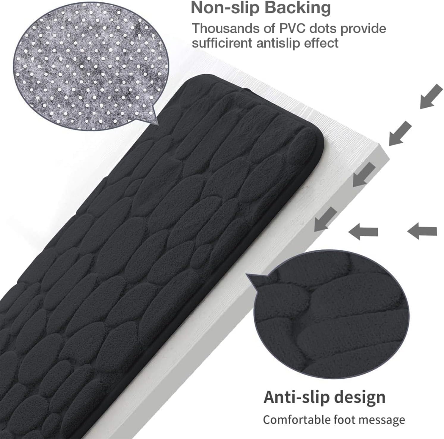Memory Foam Bath Mat Cobblestone Bathroom Rugs Super Water Absorbent Bath Mats for Bathroom Machine Washable Bath Rugs