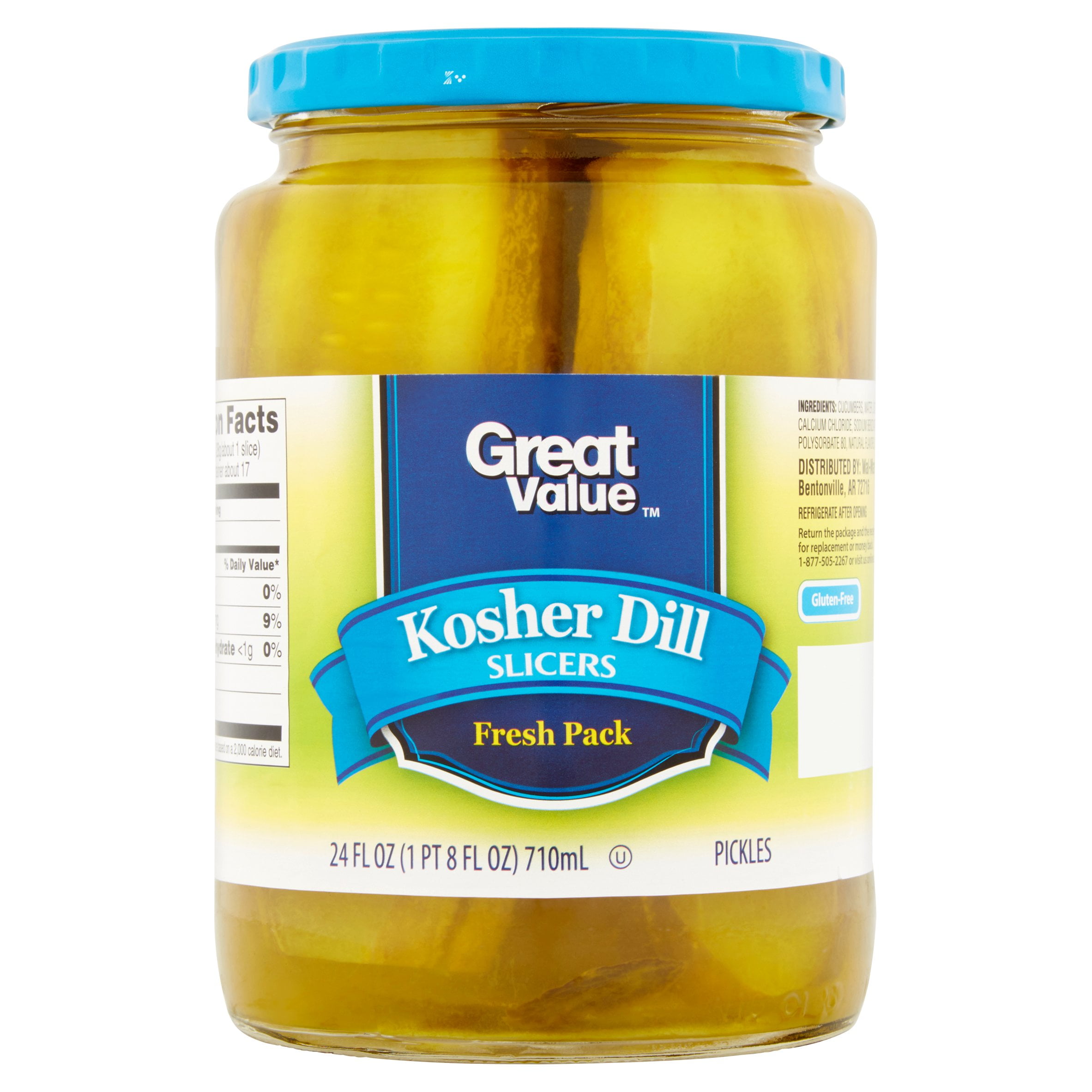 Great Value Kosher Dill Slicers Fresh Pack, 24 fl oz