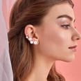 thumbnail image 5 of Boho Pearl Ear Climber Earrings Gold Pearl Ear Crawler Earrings Gold Pearl Ear Cuff Clip Earrings Pearl Stud Earrings Jewelry for Women(Gold Right), 5 of 7