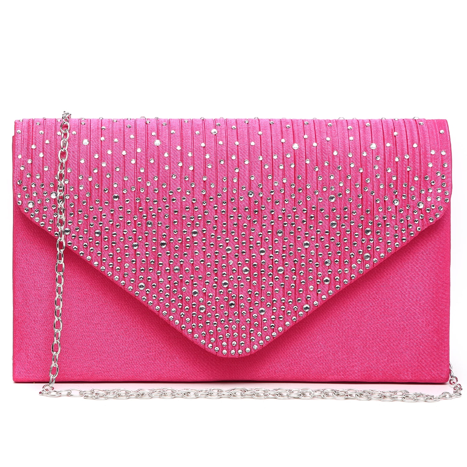 WOMENS DIAMANTE PARTY PROM BRIDAL PLEATED EVENING CLUTCH HAND BAG PURSE 