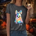 thumbnail image 4 of Towmus Women Halloween T-Shirt Oversized Sequin Ghost Shirts Crew Neck Short Sleeve Pullover Tops, 4 of 7