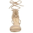thumbnail image 2 of BLISSFUL STEP Women's Open Toe Kitten Heel Lace Up Sandals, 2 of 6