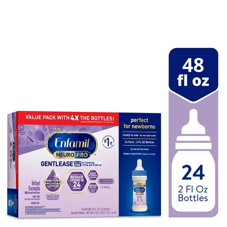 Enfamil NeuroPro Gentlease Ready-to-Feed Baby Formula for Easing Fussiness, Gas, Spit-up in 24hrs, 2 Fl Oz Bottle, 24 count