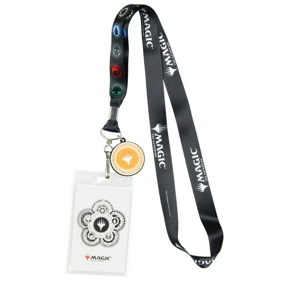 Magic The Gathering Mana Symbols ID Badge Holder Lanyard w/ Rubber Planeswalker Pendant