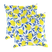 Jordan Manufacturing 14" x 14" Lemon Yellow Fruit Square Outdoor Throw Pillow (2 Pack)