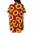 thumbnail image 3 of Naloa Sunflowers On Red Women's Short-Sleeved Pajama Set, Loungewear, Summer pajamas, Breathable Cozy - X-Large, 3 of 9