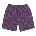thumbnail image 4 of Bixox Men's Retro Florals Purple printing Casual Classic Fit Short Summer Beach Shorts, 4 of 6