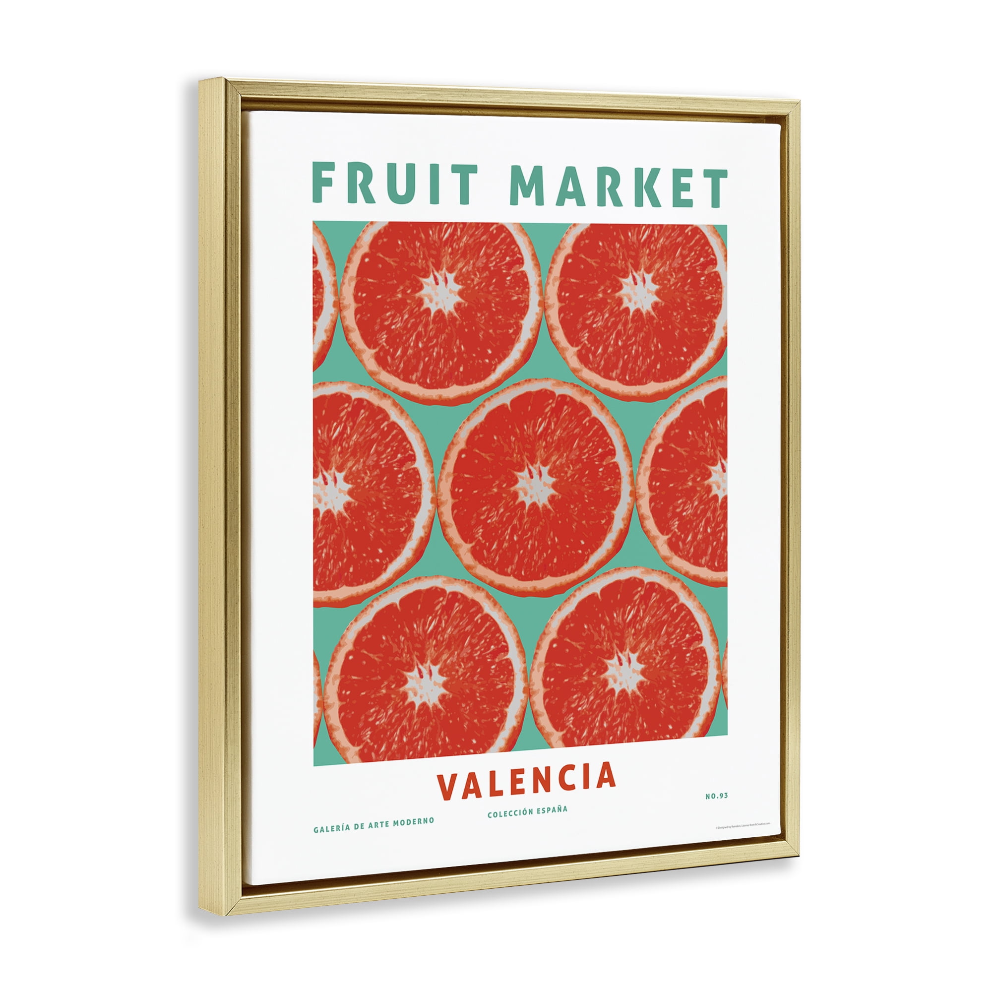 Stupell Industries Fruit Market Grapefruit Food & Beverage Painting Gold Floater Framed Canvas Art Print Wall Art, 17 x 21
