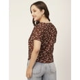thumbnail image 5 of Moomaya V-Neck Printed Tops For Women, Button Down Short Sleeve Crop Top Blouse, 5 of 8
