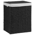 thumbnail image 1 of Bouclair Black Foldable Woven Paper Rope Hamper, 1 of 4