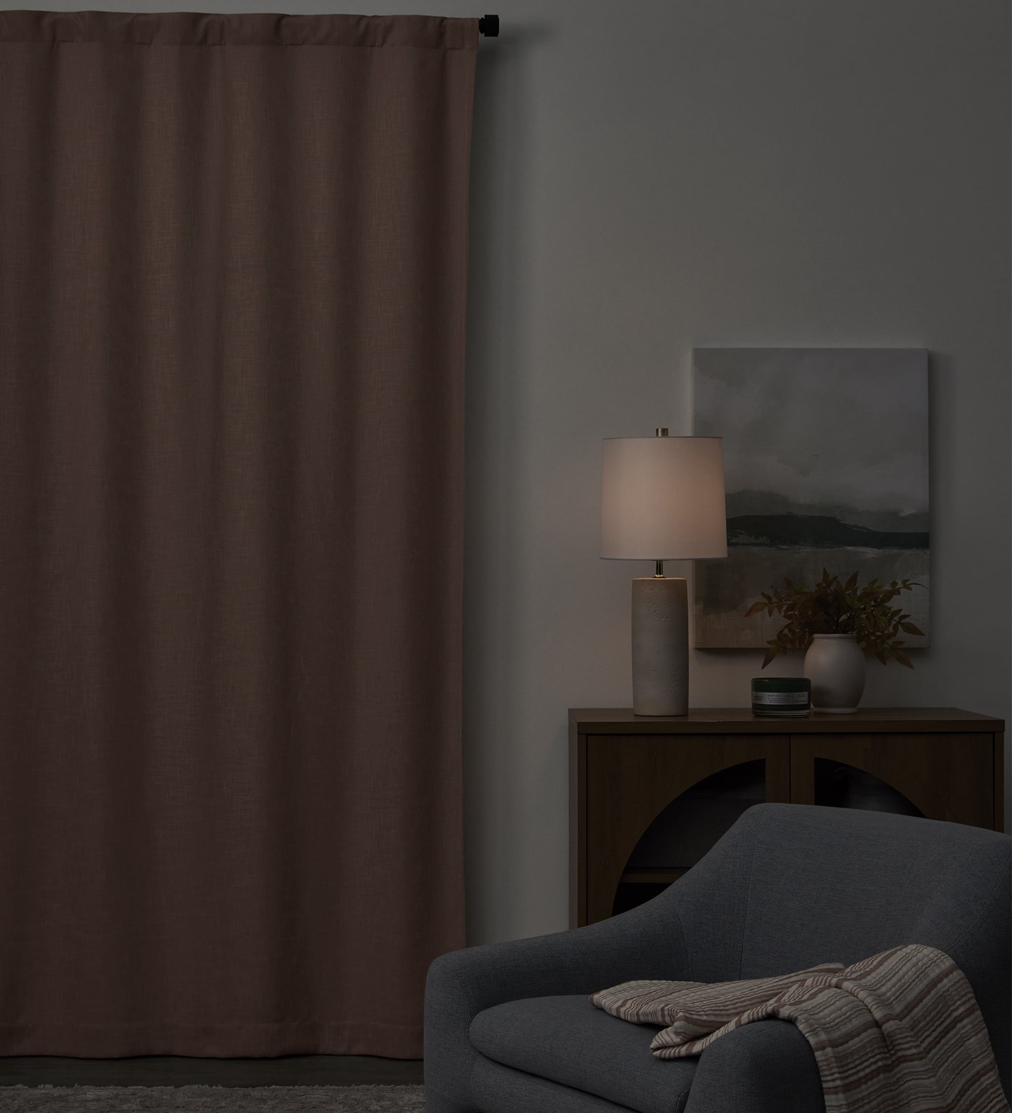 Better Homes & Gardens 100% Blackout Linen Blend Single Curtain, 50x108, Old Rose