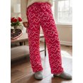 thumbnail image 4 of Pantalones de mujer para el Día de San Valentín, con estampado romántico de corazones, cintura elástica con cordón ajustable, pernera ancha y corte holgado, estilo casual para uso diario., 4 of 9
