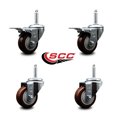 thumbnail image 2 of 3 Inch Maroon Poly Swivel 5/8 Inch Threaded Stem Caster Set 2 Total Lock Brakes, 2 of 2