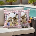 thumbnail image 4 of Easter Bunny Outdoor Waterproof Pillow Covers, Spring Easter Eggs Chick Floral Pink Check Decorative Square Throw Pillowcase Sofa Cushion Sham for Patio/Couch/Chair, 18"x18" 2 Pack, 4 of 8