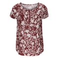 thumbnail image 4 of Pompotops T-shirt Décontracté pour Femmes Imprimé Manches Courtes Fermeture Éclair Pull Blouse Tops, 4 of 8