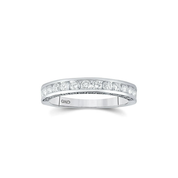 14kt White Gold Womens Round Diamond Wedding Band 1/2 Cttw