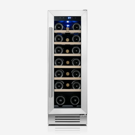 Yeego 12" Wine Cooler Refrigerator, 18 Bottles Wine Refrigerator with Compressor, Wine Fridge with Glass Door ， Built-in Undercounter or Freestanding
