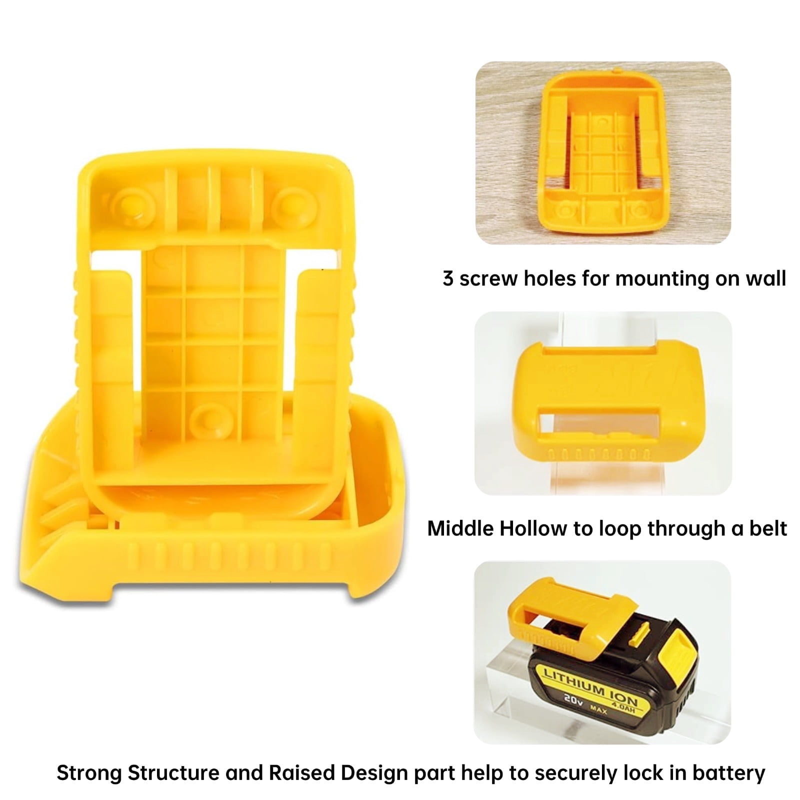 Tool Holders and Battery Mounts Compatible with Dewalt 20V and Milwaukee Tools, Heavy-Duty ABS Wall Organizer Rack with Screws, Drill and Battery Holder Mount for Garage, Workshop, Job Site (20 Pack)