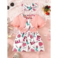 thumbnail image 2 of TheFound 1-3Y Bébé Fille Ensemble de Robe, Manches Courtes Lettres d'Impression Patchwork une Ligne Robe avec Bandeau Tenue d'Été, 2 of 9